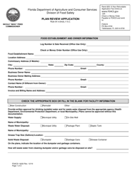 Form FDACS-14222 Plan Review Application - Florida