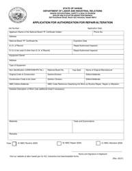 Application for Authorization for Repair/Alteration - Hawaii, Page 2