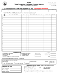 Form ITD3203 &quot;Rush - Titles Transmittal for Dealer/Financial Agency&quot; - Idaho