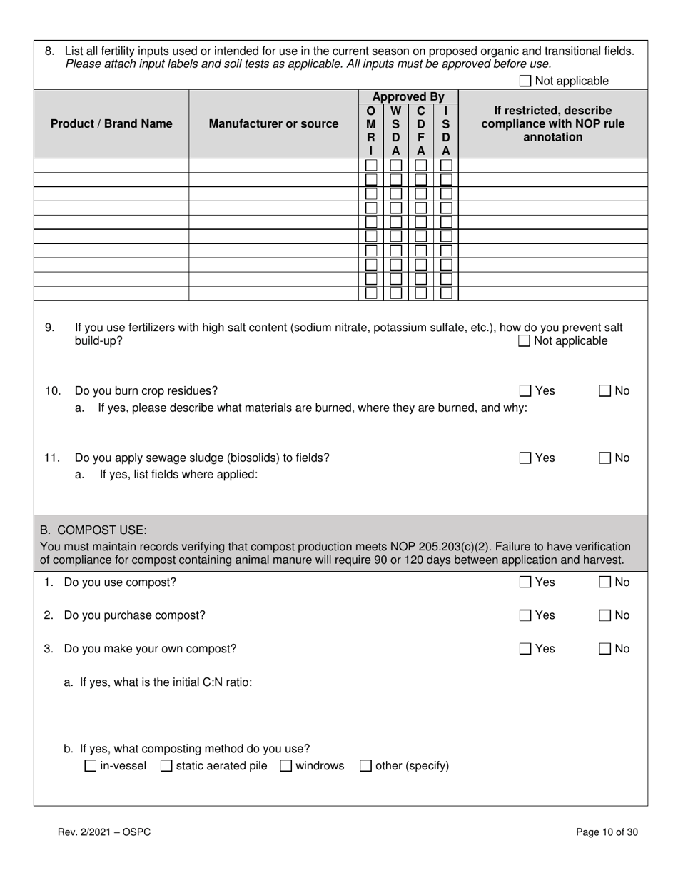 Organic System Plan for Crops - Idaho, Page 10