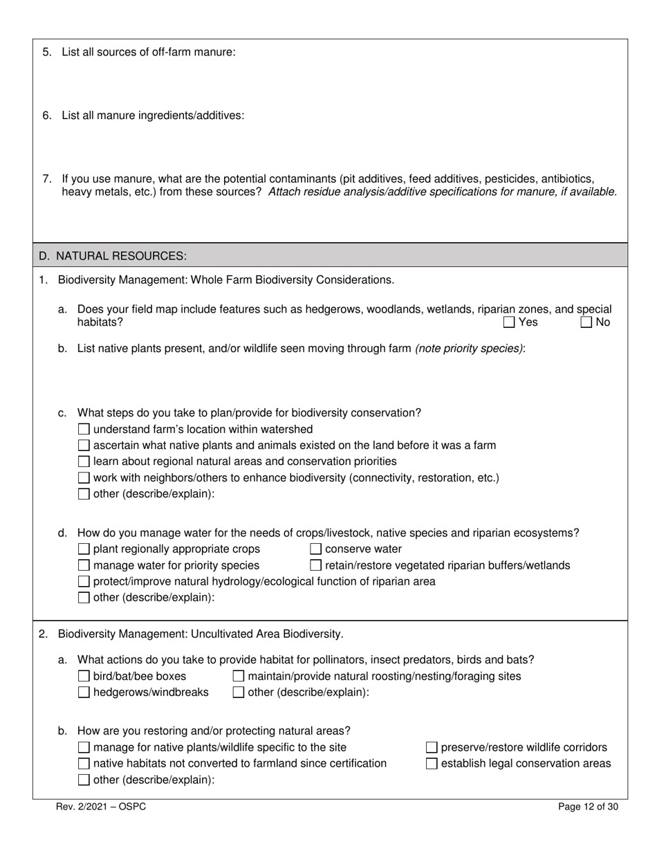 Organic System Plan for Crops - Idaho, Page 12