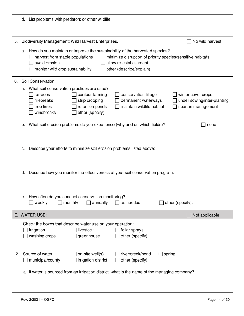 Organic System Plan for Crops - Idaho, Page 14