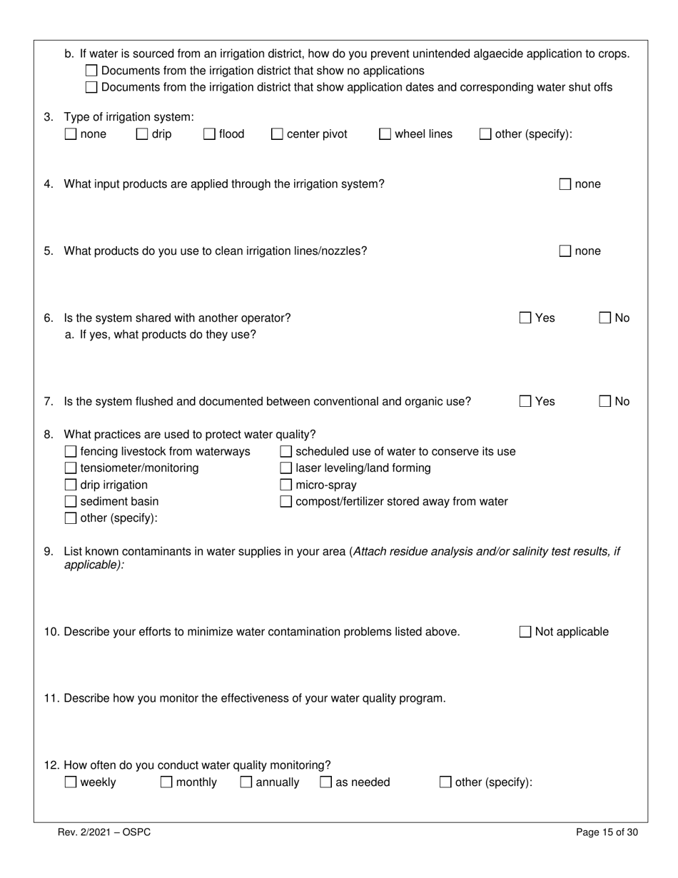 Organic System Plan for Crops - Idaho, Page 15