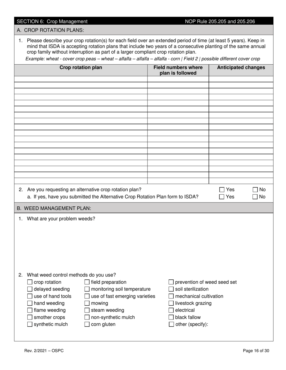 Organic System Plan for Crops - Idaho, Page 16