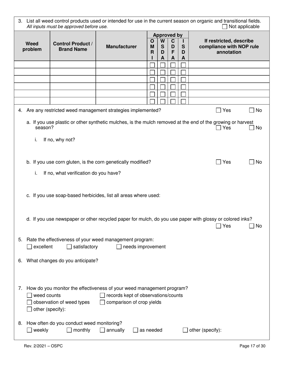 Organic System Plan for Crops - Idaho, Page 17