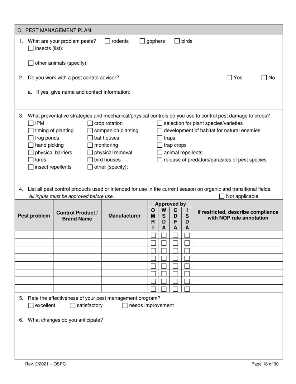 Organic System Plan for Crops - Idaho, Page 18