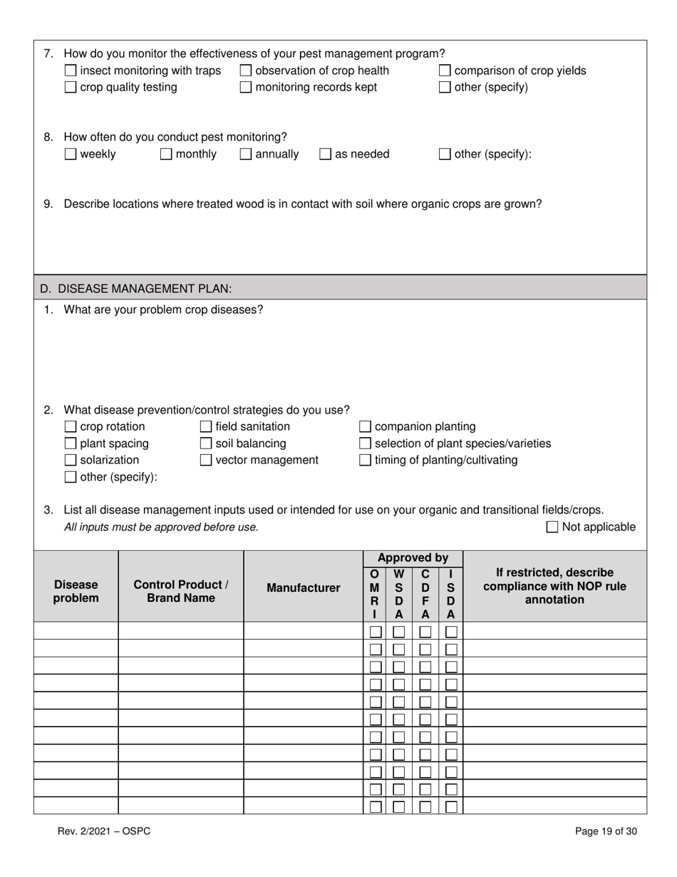 Organic System Plan for Crops - Idaho, Page 19