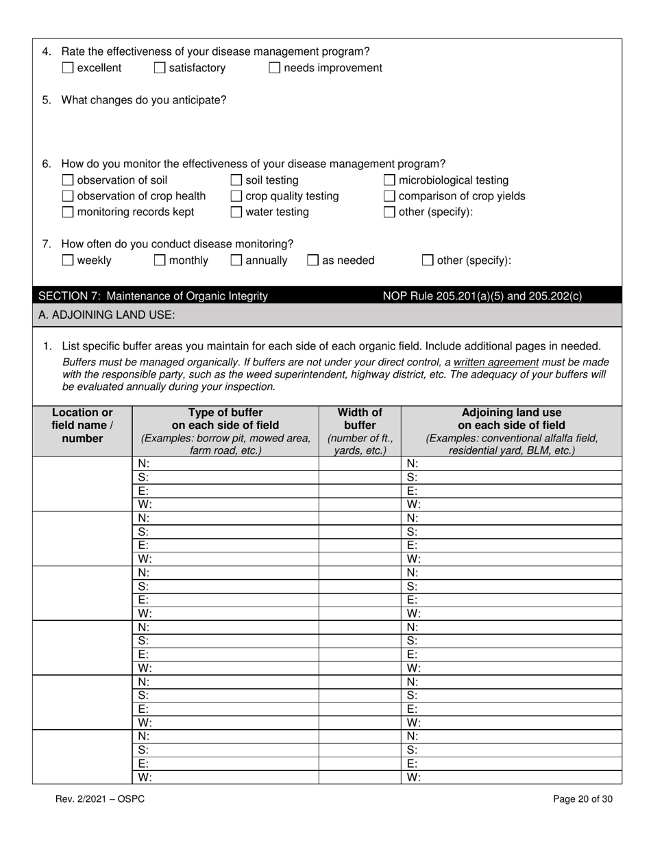 Organic System Plan for Crops - Idaho, Page 20