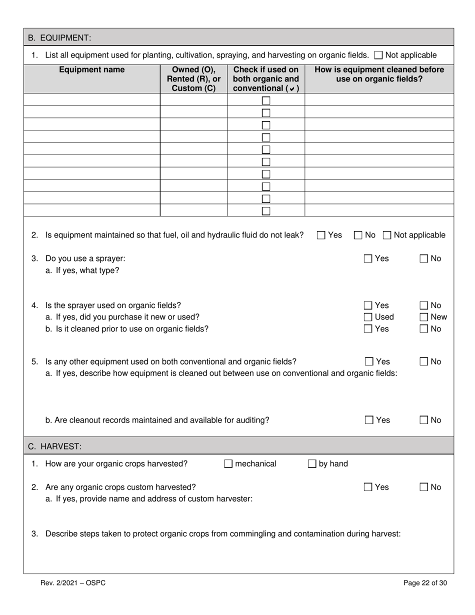 Organic System Plan for Crops - Idaho, Page 22