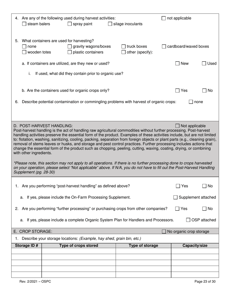 Organic System Plan for Crops - Idaho, Page 23