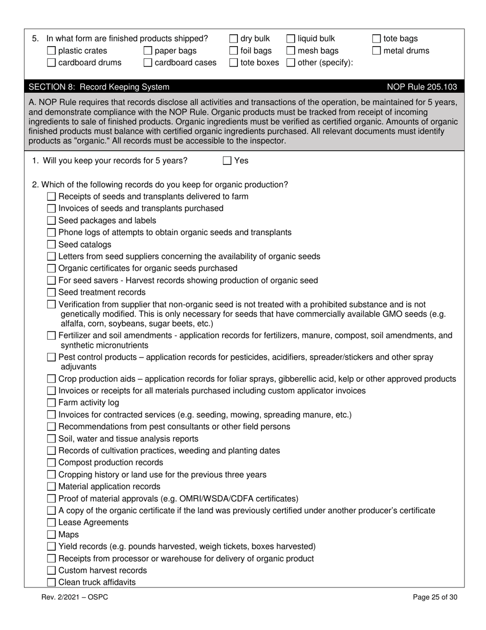 Organic System Plan for Crops - Idaho, Page 25