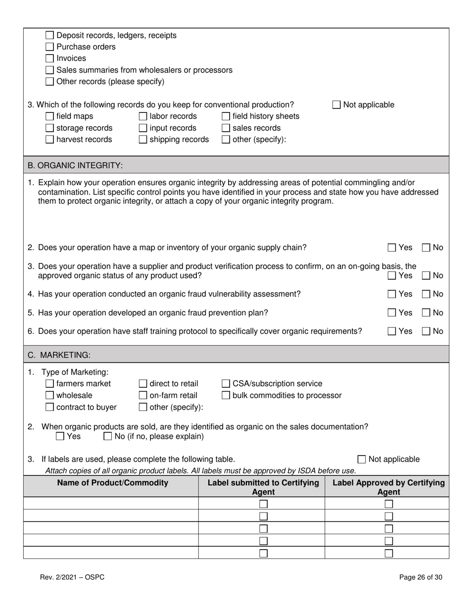 Organic System Plan for Crops - Idaho, Page 26