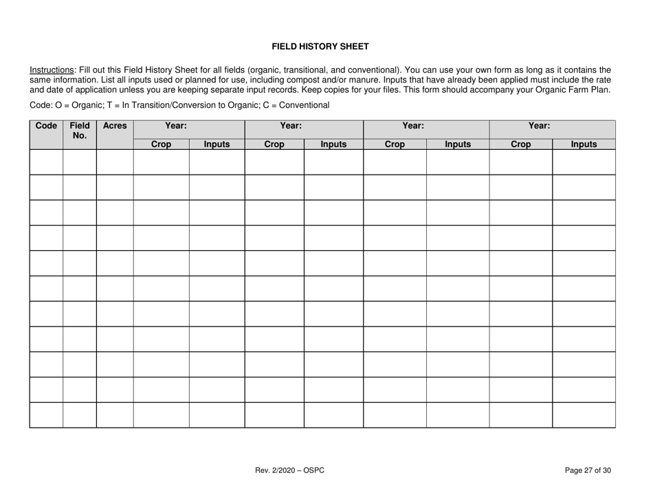 Organic System Plan for Crops - Idaho, Page 27