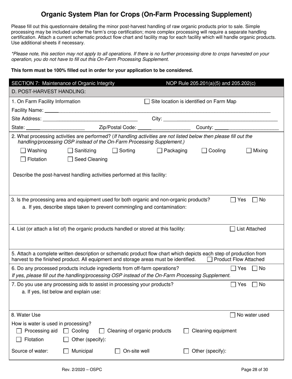 Organic System Plan for Crops - Idaho, Page 28