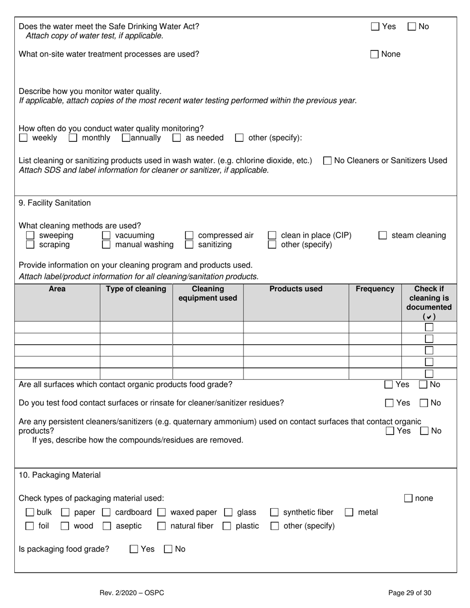 Organic System Plan for Crops - Idaho, Page 29