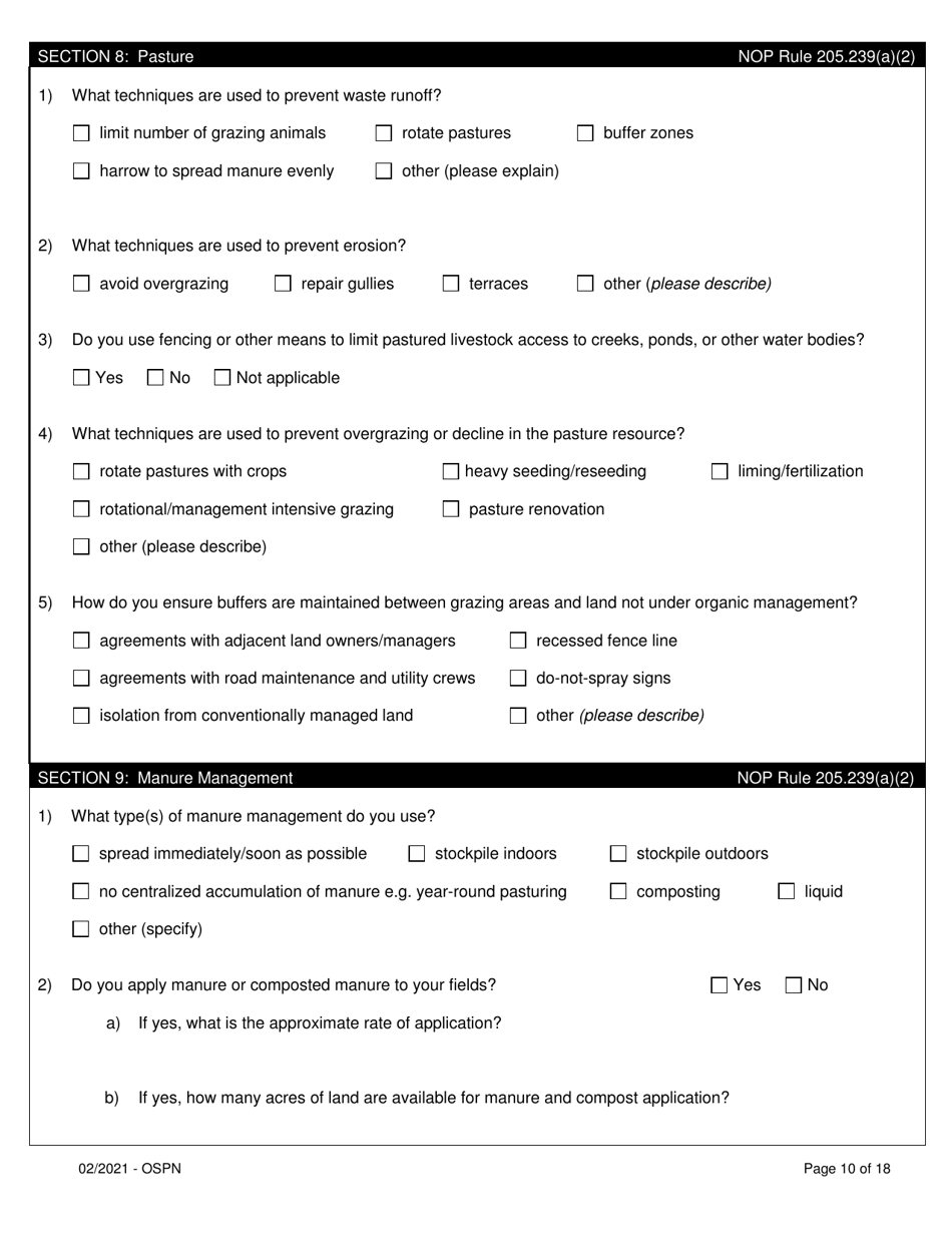 Organic System Plan for Poultry and Non-ruminants - Idaho, Page 10