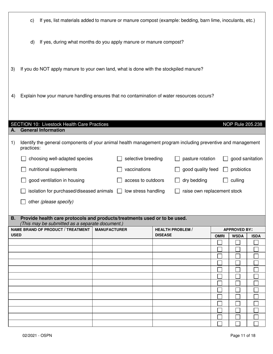 Organic System Plan for Poultry and Non-ruminants - Idaho, Page 11