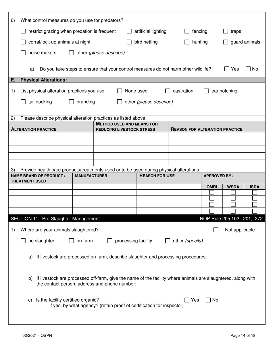 Organic System Plan for Poultry and Non-ruminants - Idaho, Page 14