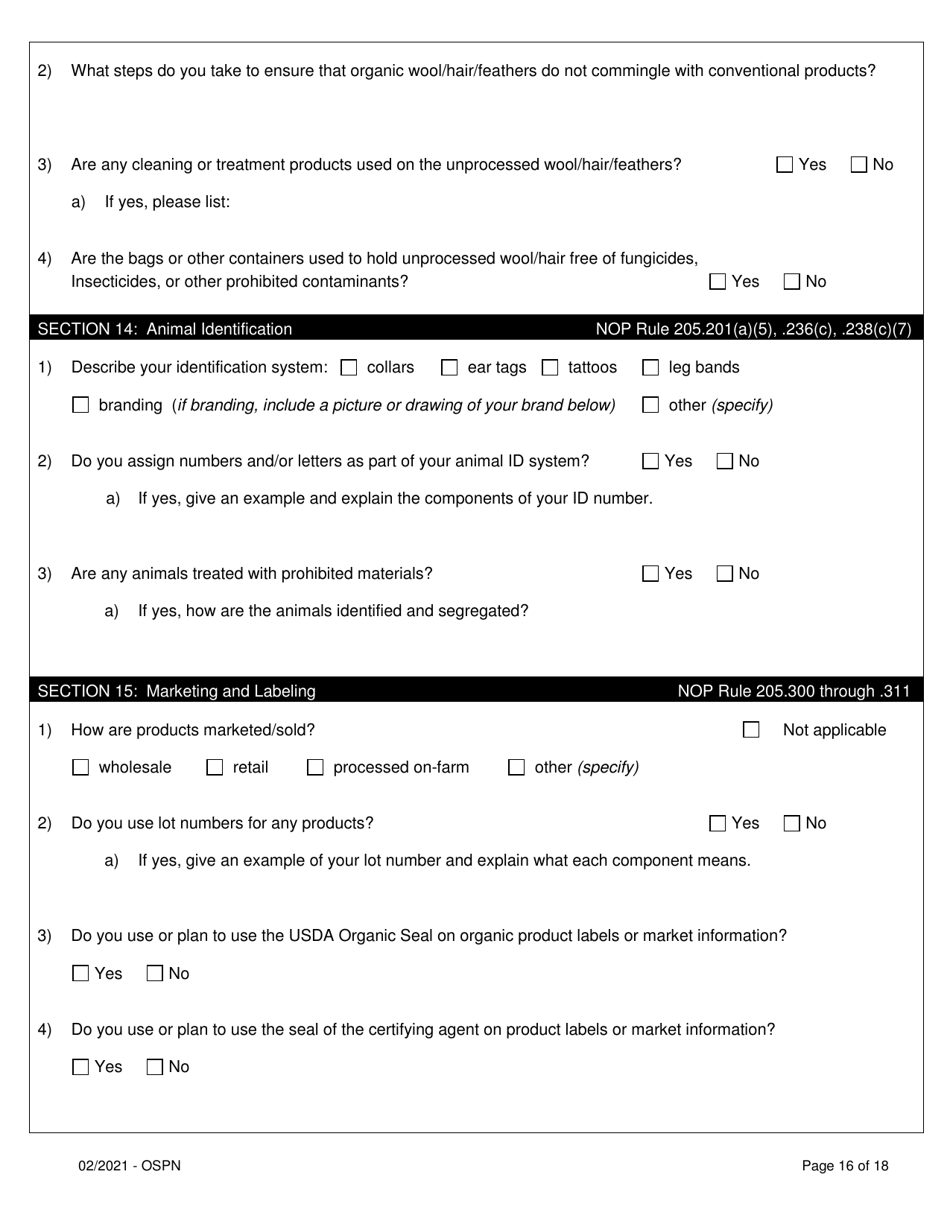 Organic System Plan for Poultry and Non-ruminants - Idaho, Page 16