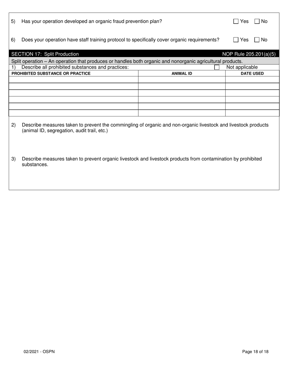 Organic System Plan for Poultry and Non-ruminants - Idaho, Page 18