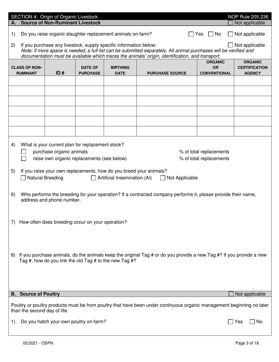 Organic System Plan for Poultry and Non-ruminants - Idaho, Page 3