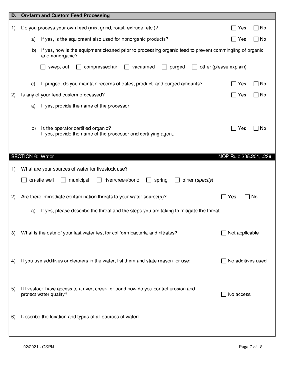 Organic System Plan for Poultry and Non-ruminants - Idaho, Page 7