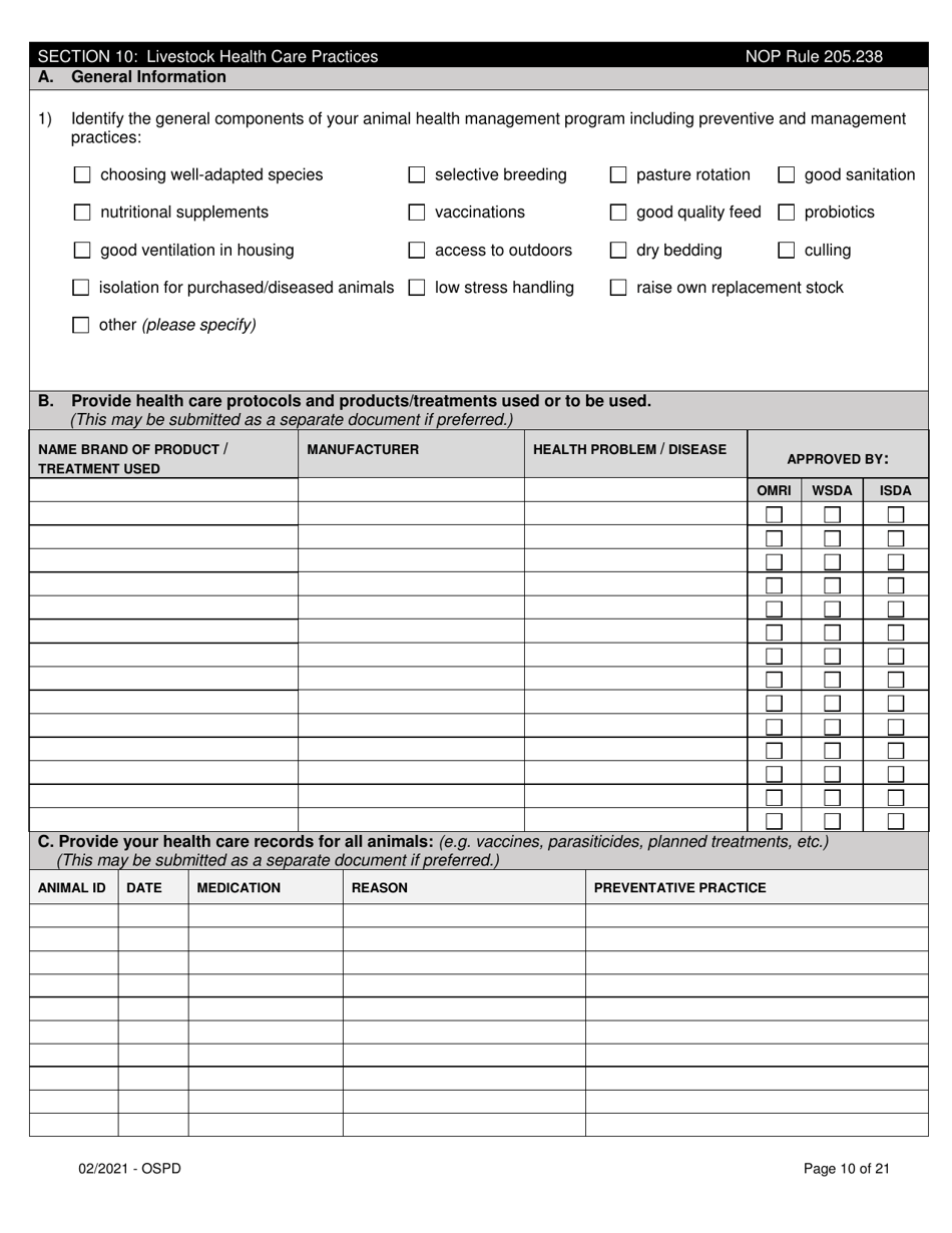 Organic System Plan for Dairy - Idaho, Page 10