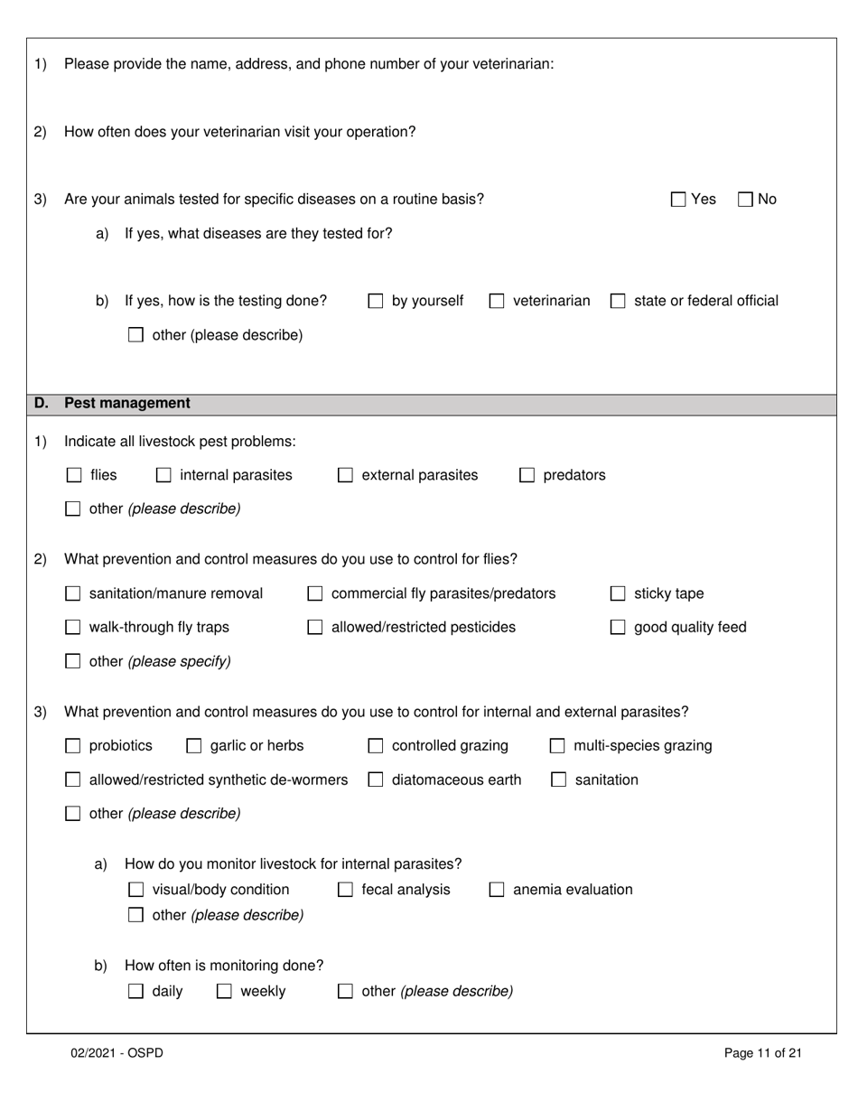 Organic System Plan for Dairy - Idaho, Page 11