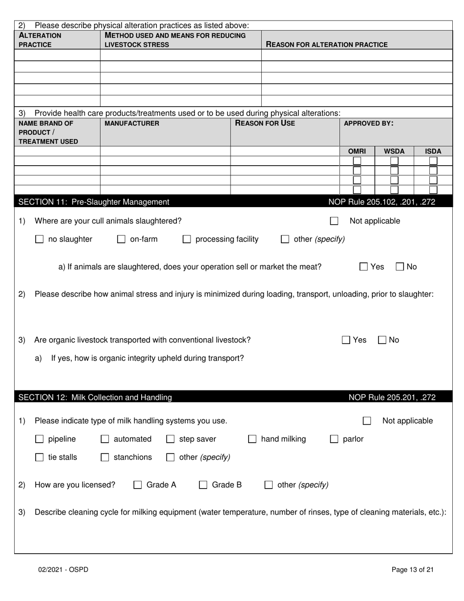 Organic System Plan for Dairy - Idaho, Page 13