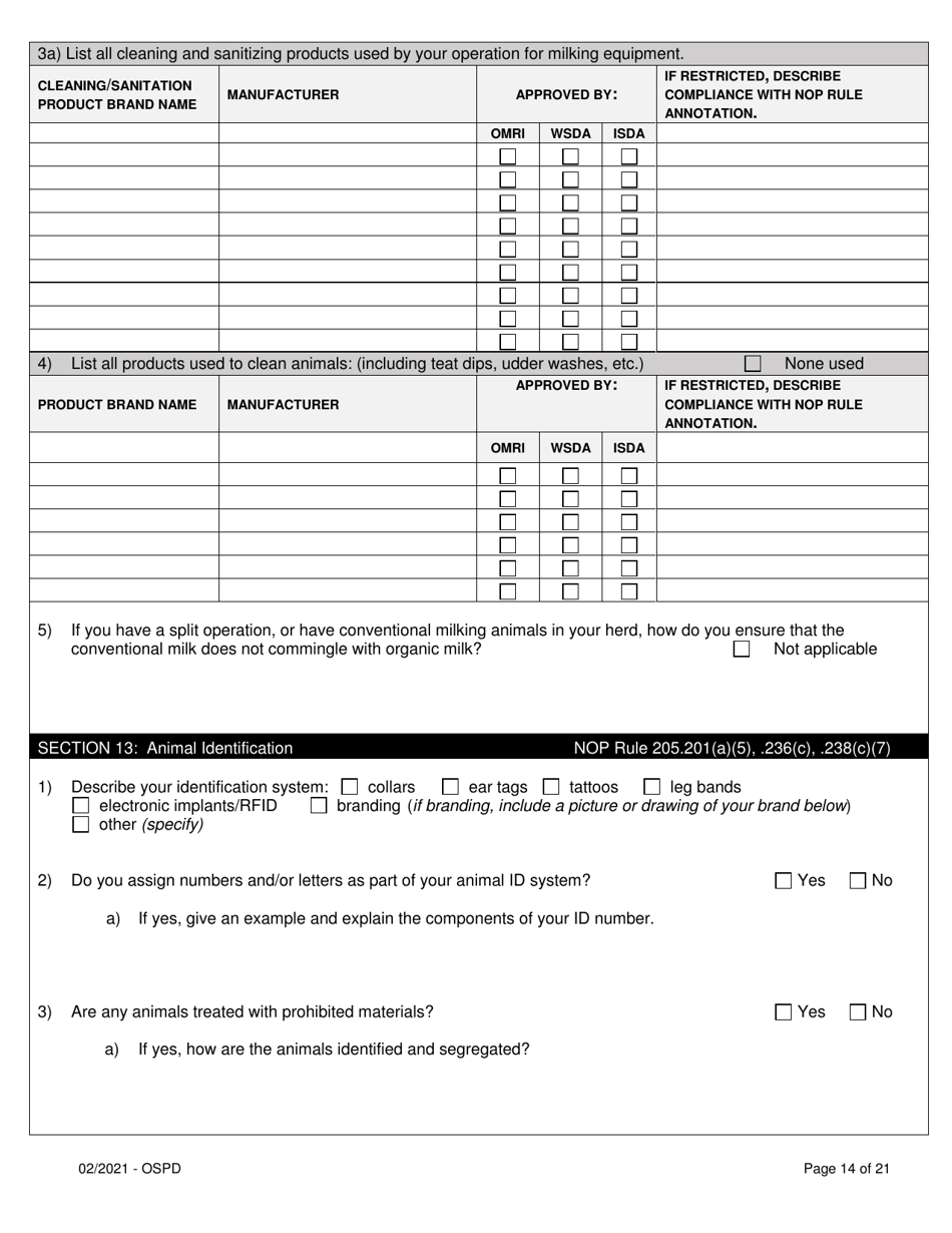 Organic System Plan for Dairy - Idaho, Page 14