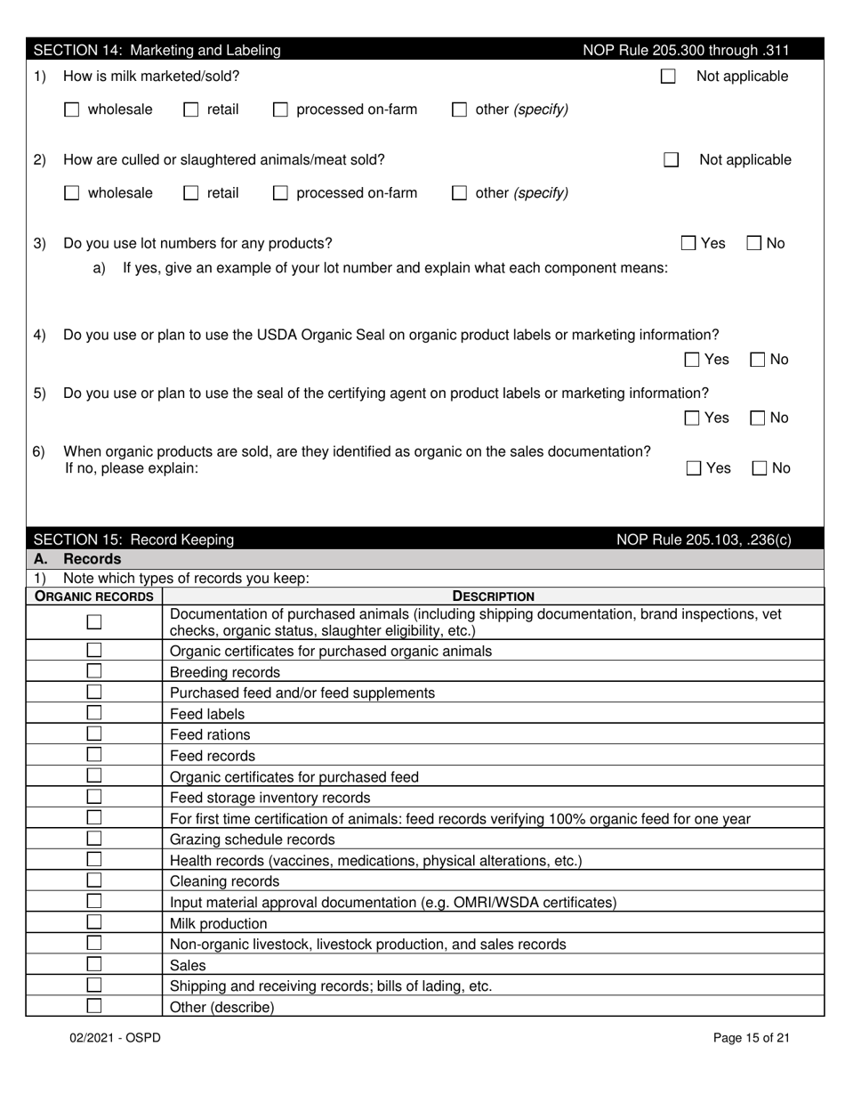 Organic System Plan for Dairy - Idaho, Page 15