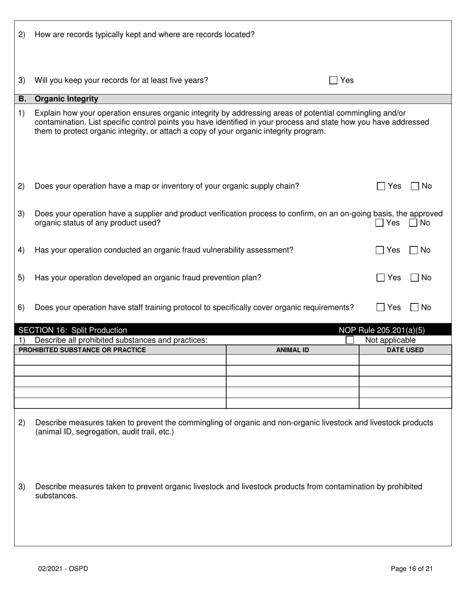 Organic System Plan for Dairy - Idaho, Page 16