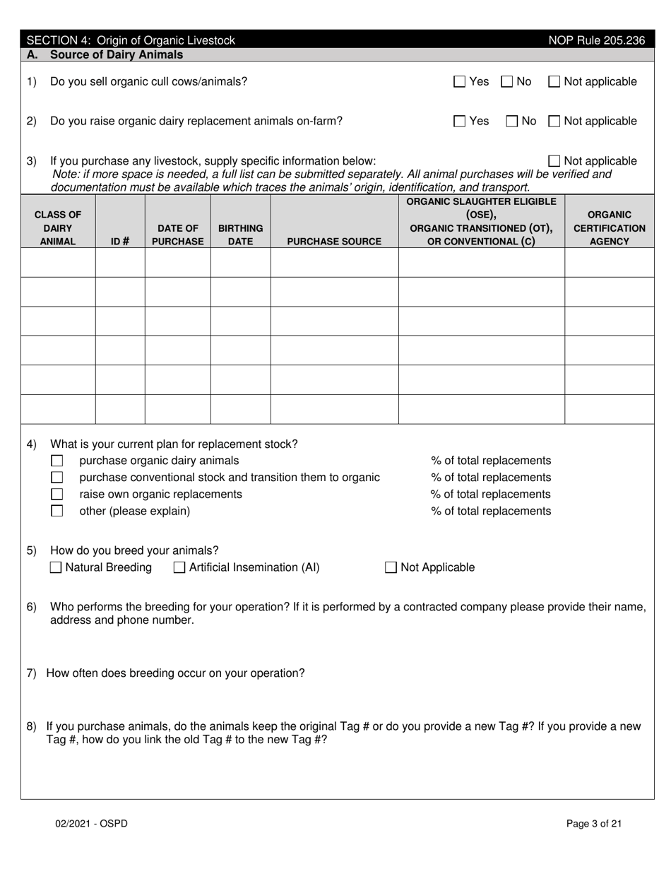 Organic System Plan for Dairy - Idaho, Page 3