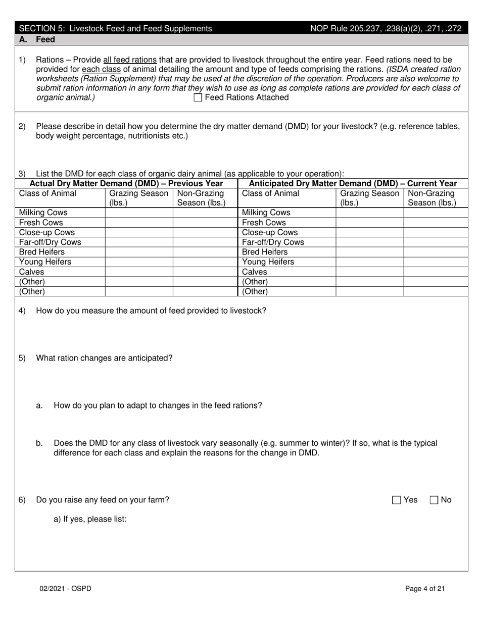 Organic System Plan for Dairy - Idaho, Page 4