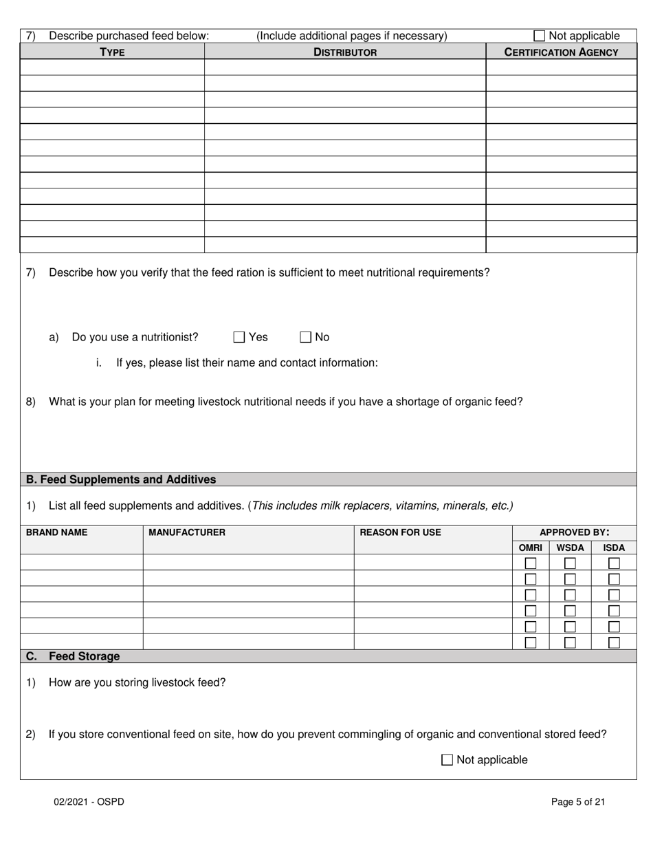 Organic System Plan for Dairy - Idaho, Page 5