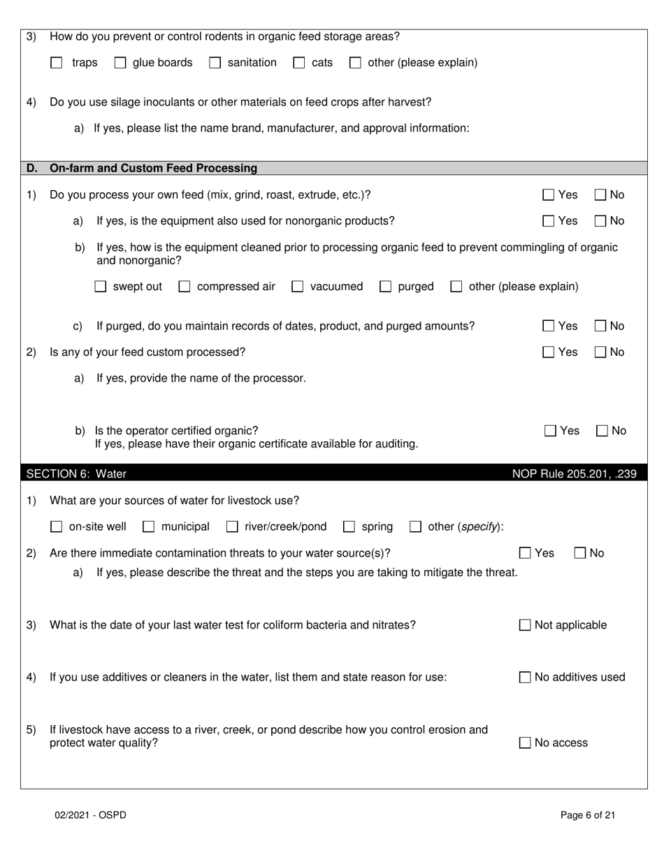 Organic System Plan for Dairy - Idaho, Page 6