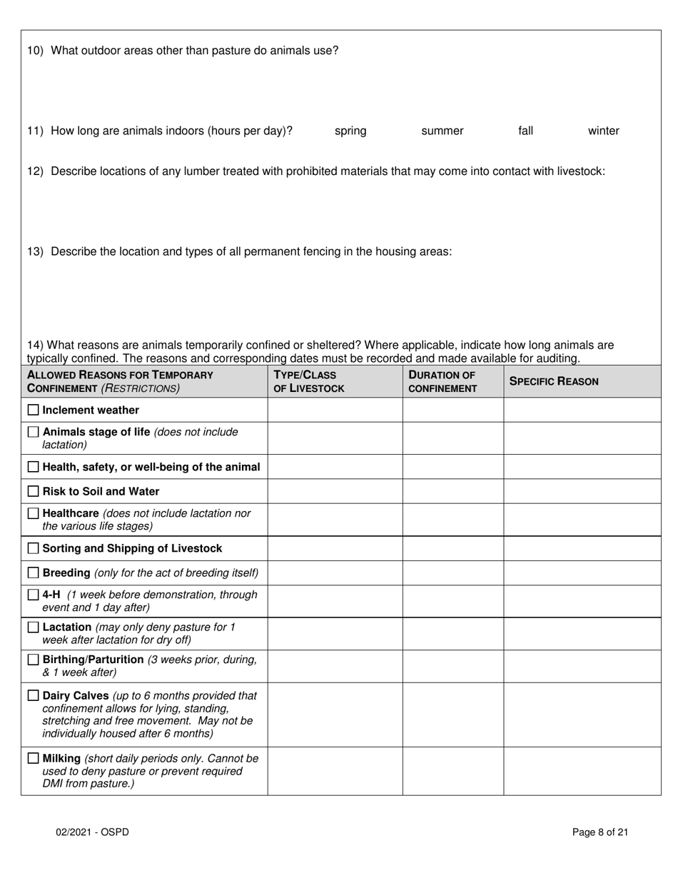 Organic System Plan for Dairy - Idaho, Page 8