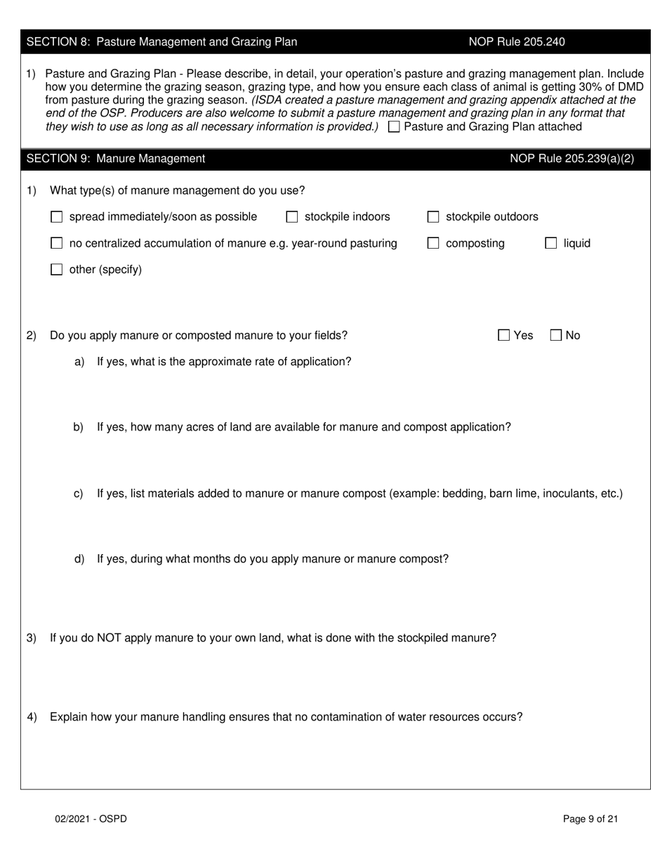 Organic System Plan for Dairy - Idaho, Page 9