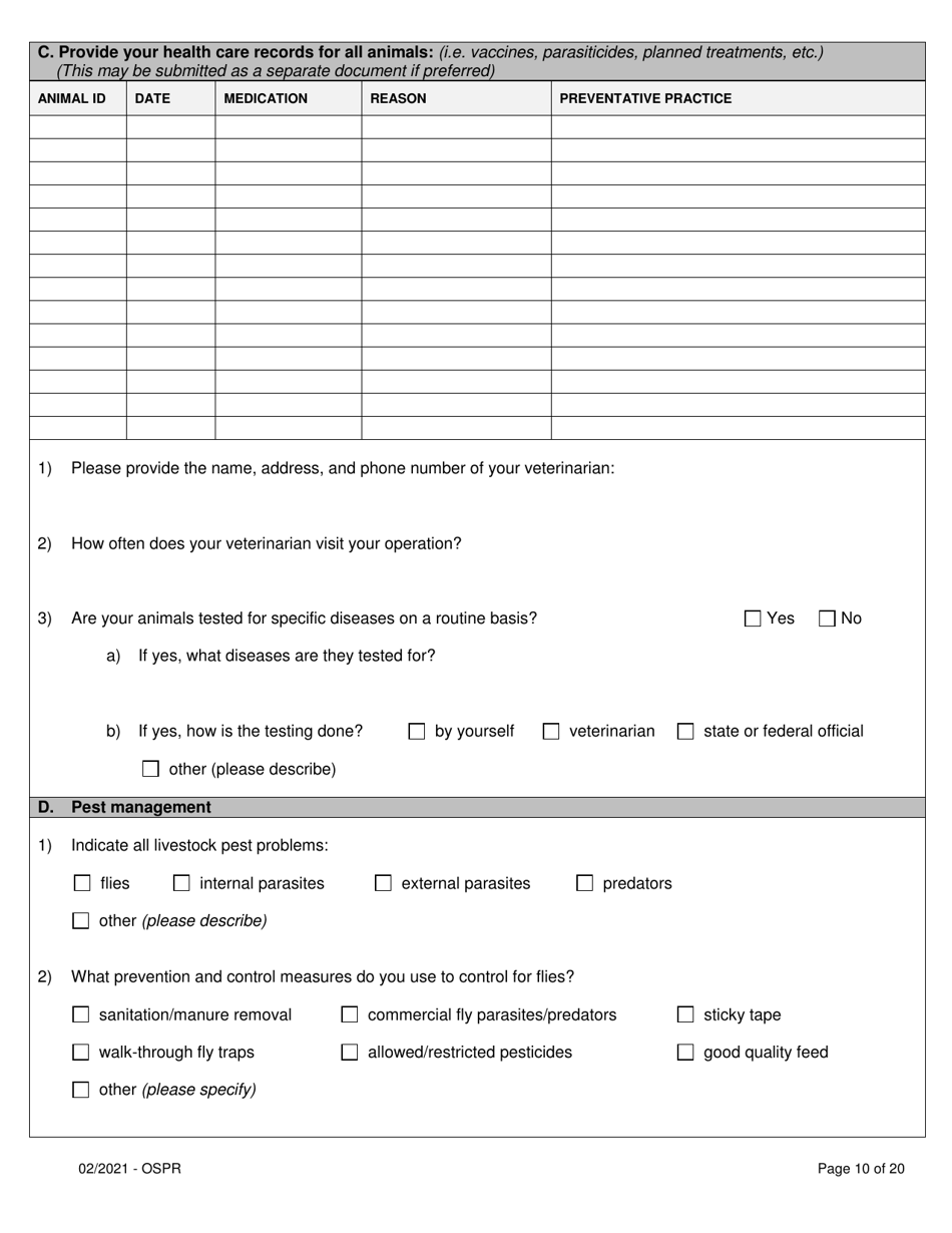 Organic System Plan for Non-dairy Ruminants - Idaho, Page 10