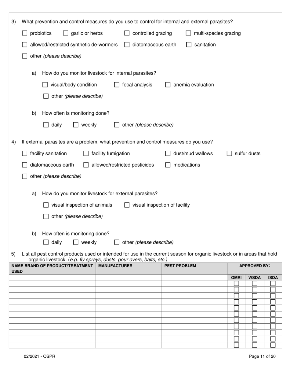 Organic System Plan for Non-dairy Ruminants - Idaho, Page 11