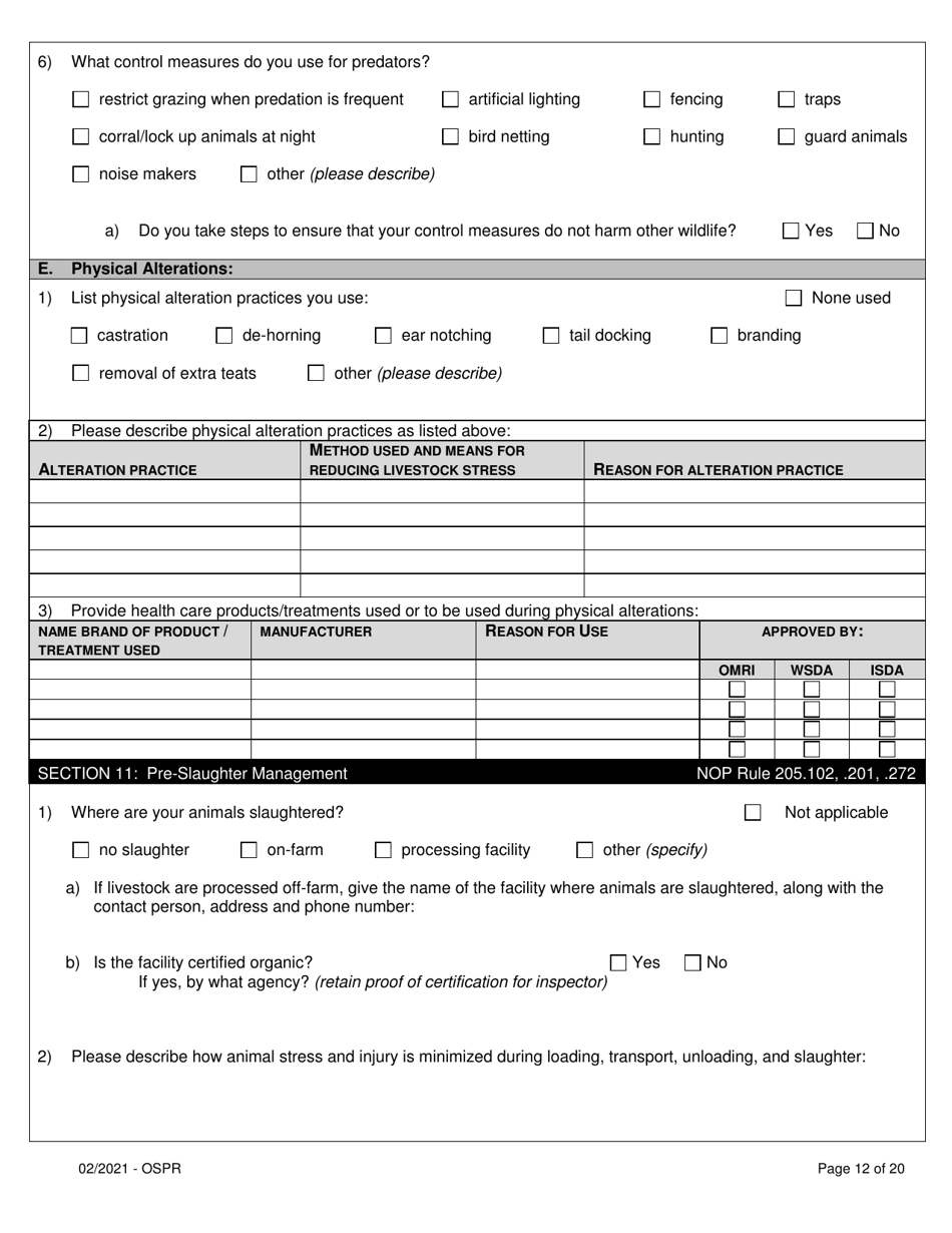 Organic System Plan for Non-dairy Ruminants - Idaho, Page 12