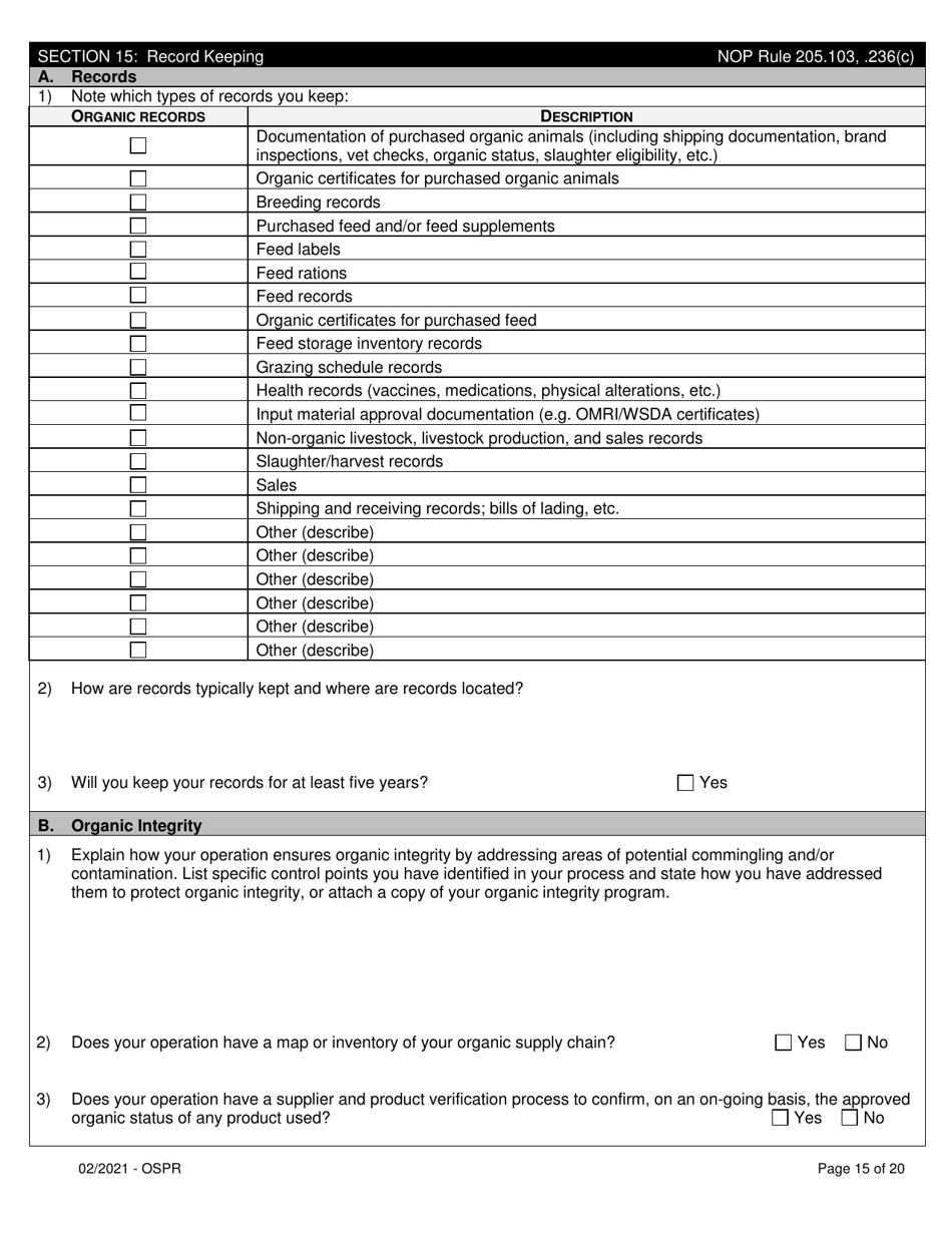 Organic System Plan for Non-dairy Ruminants - Idaho, Page 15