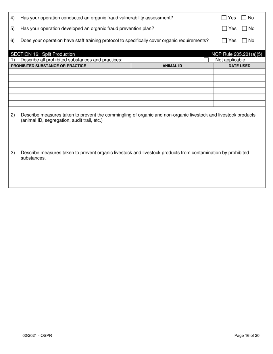 Organic System Plan for Non-dairy Ruminants - Idaho, Page 16