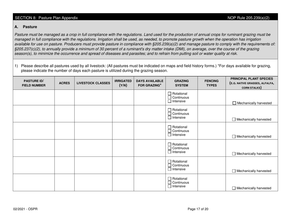 Organic System Plan for Non-dairy Ruminants - Idaho, Page 17