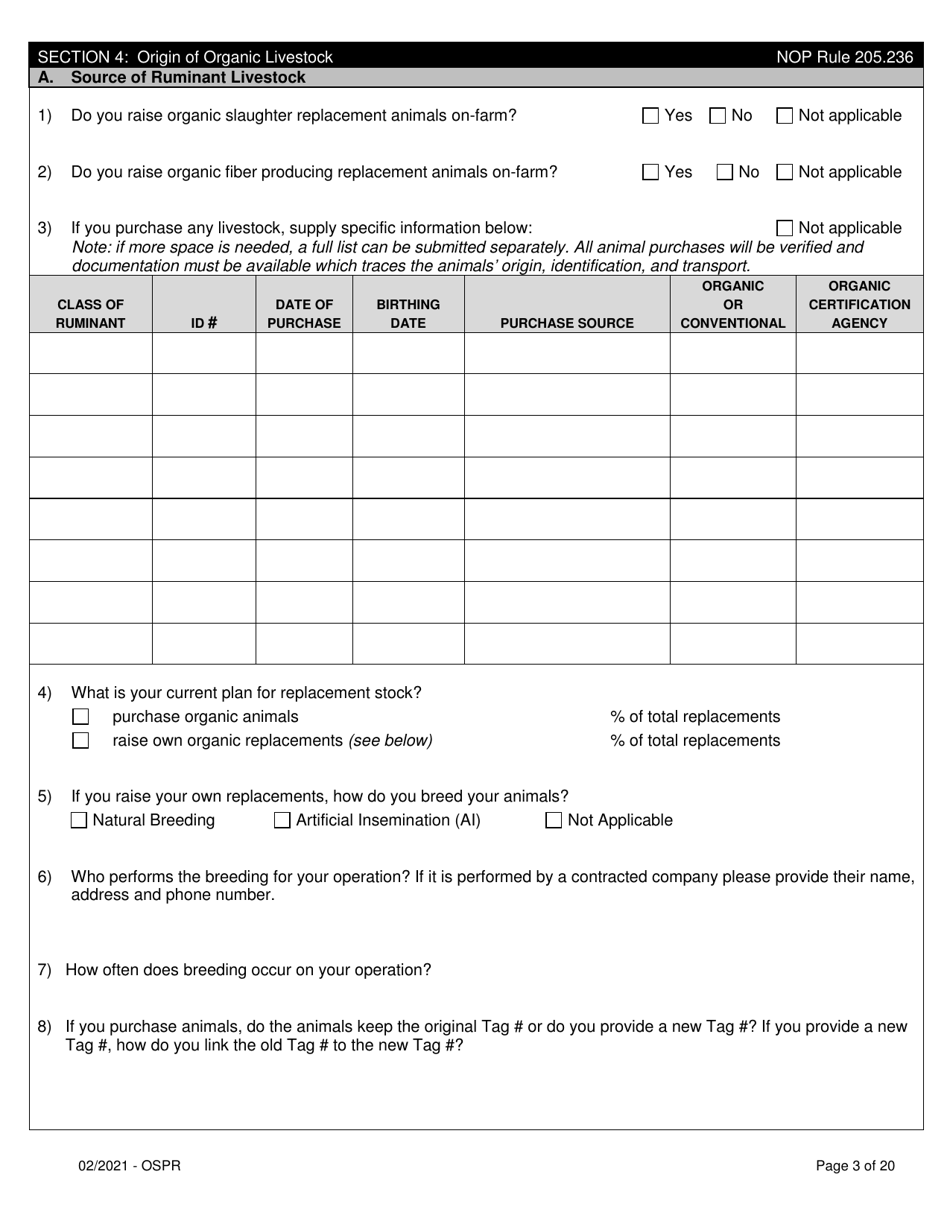 Organic System Plan for Non-dairy Ruminants - Idaho, Page 3