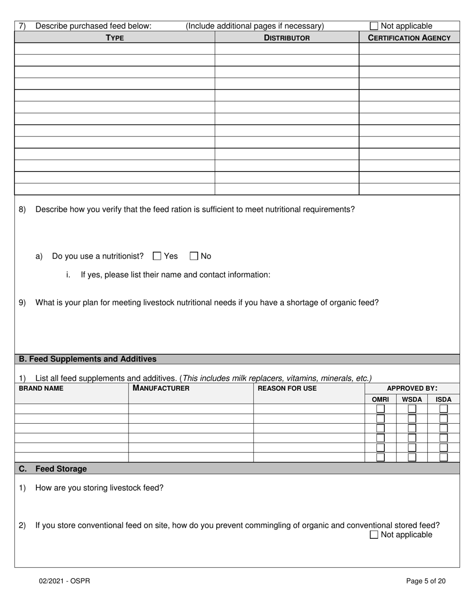 Organic System Plan for Non-dairy Ruminants - Idaho, Page 5