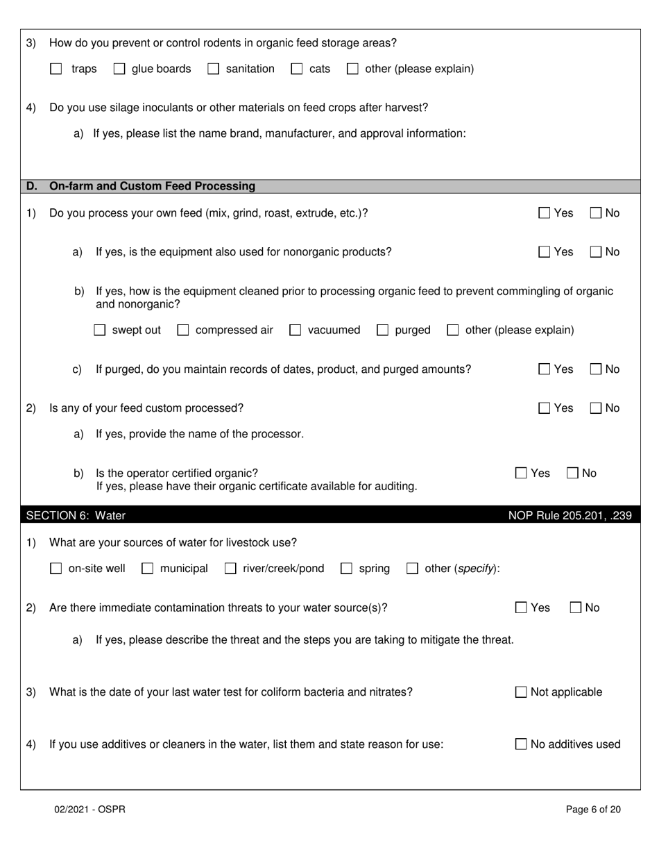Organic System Plan for Non-dairy Ruminants - Idaho, Page 6