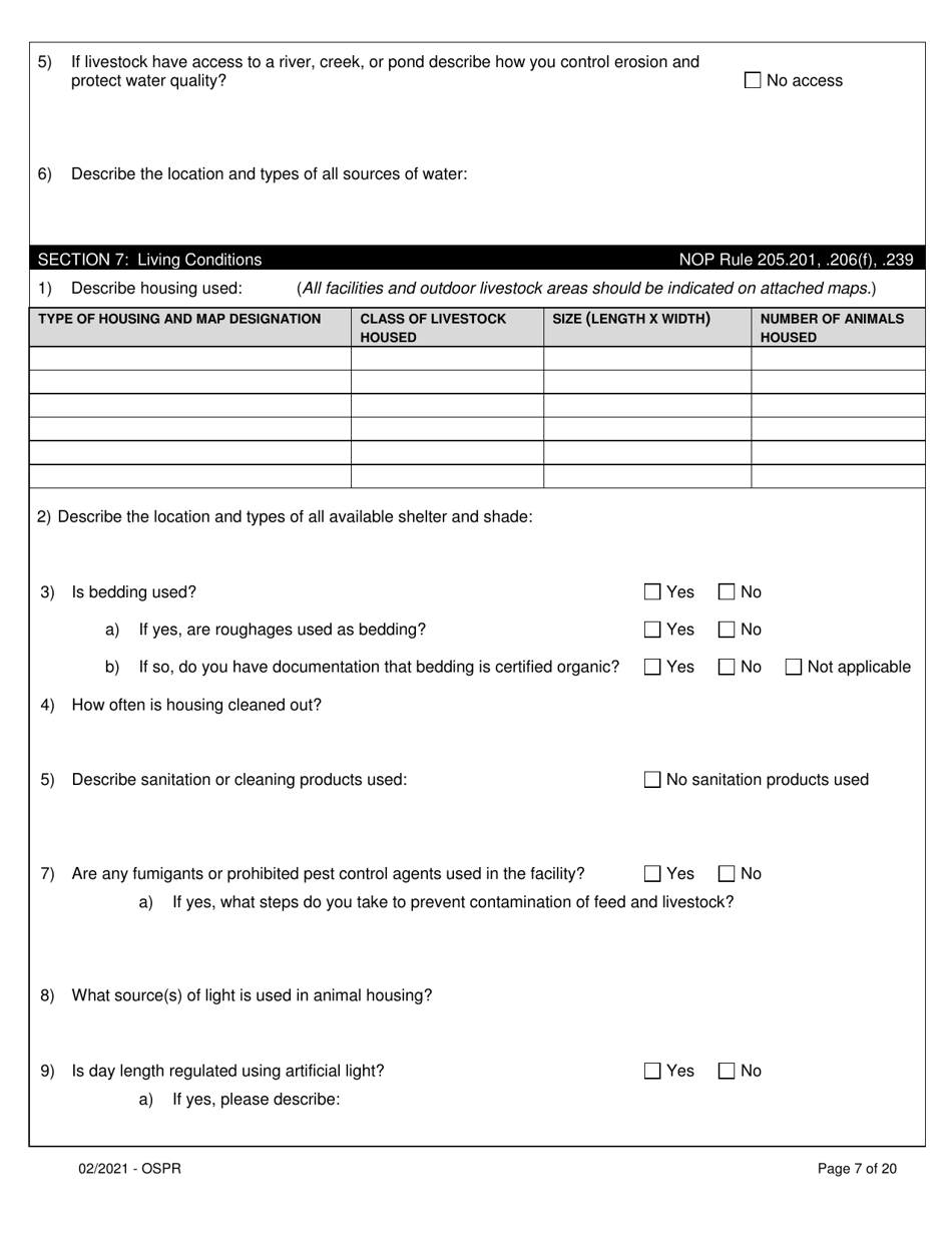 Organic System Plan for Non-dairy Ruminants - Idaho, Page 7