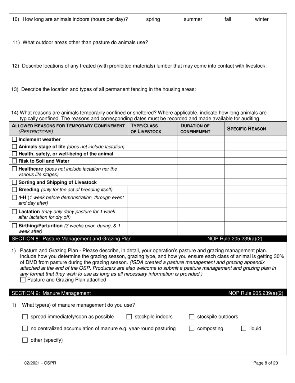 Organic System Plan for Non-dairy Ruminants - Idaho, Page 8