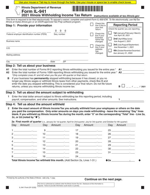 Form IL-941 2021 Printable Pdf